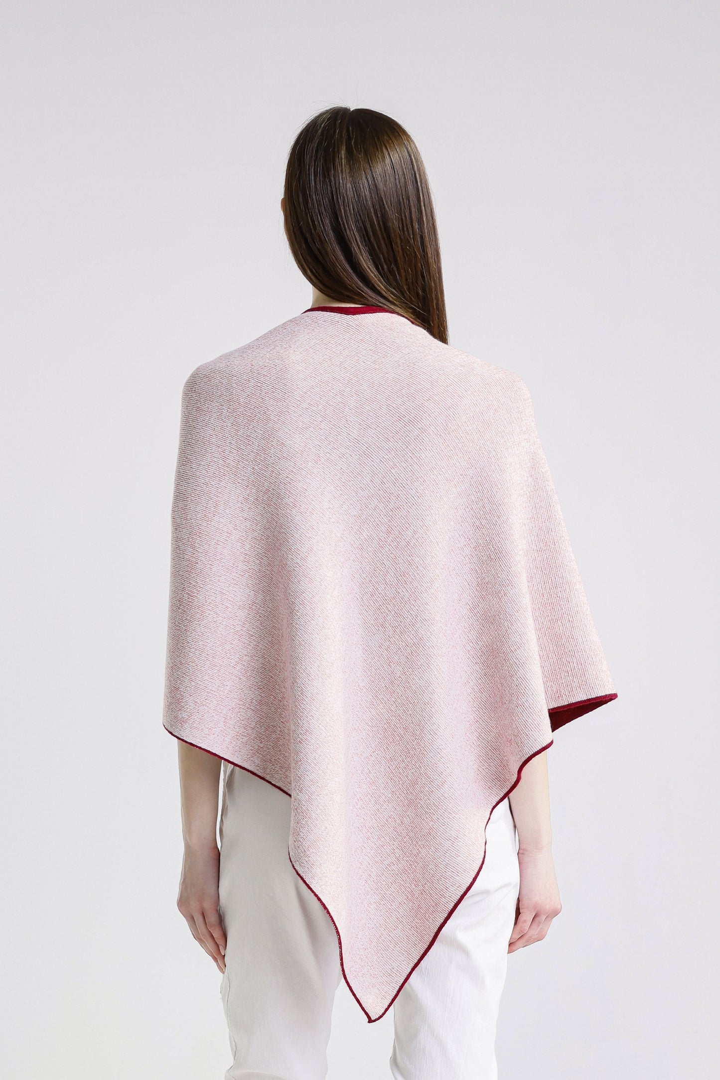 Ellen Merino/Cashmere Reversible Wrap with Loop 631 Burgundy/Cream-6