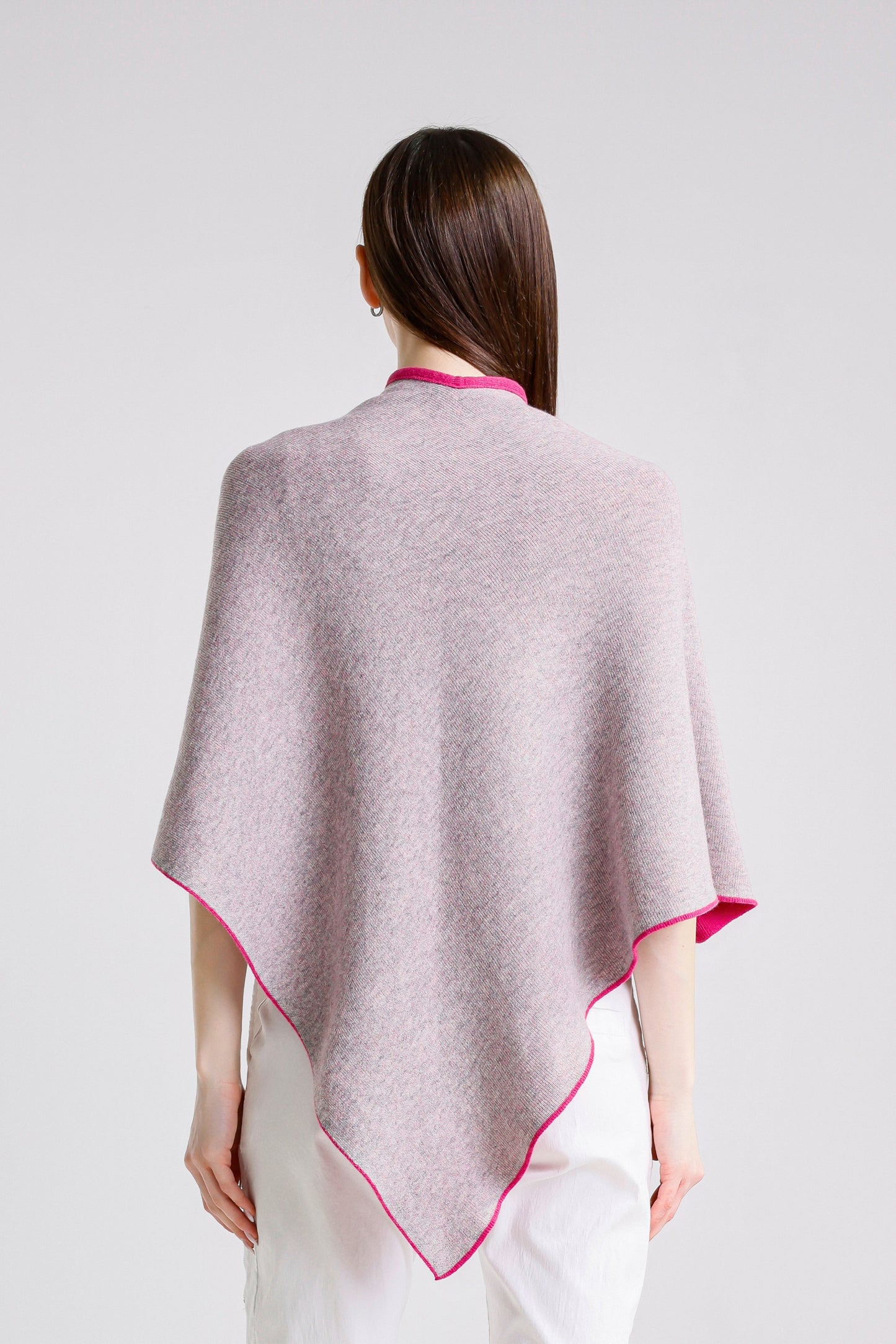 Ellen Merino/Cashmere Reversible Wrap with Loop 953 Peony/Gray