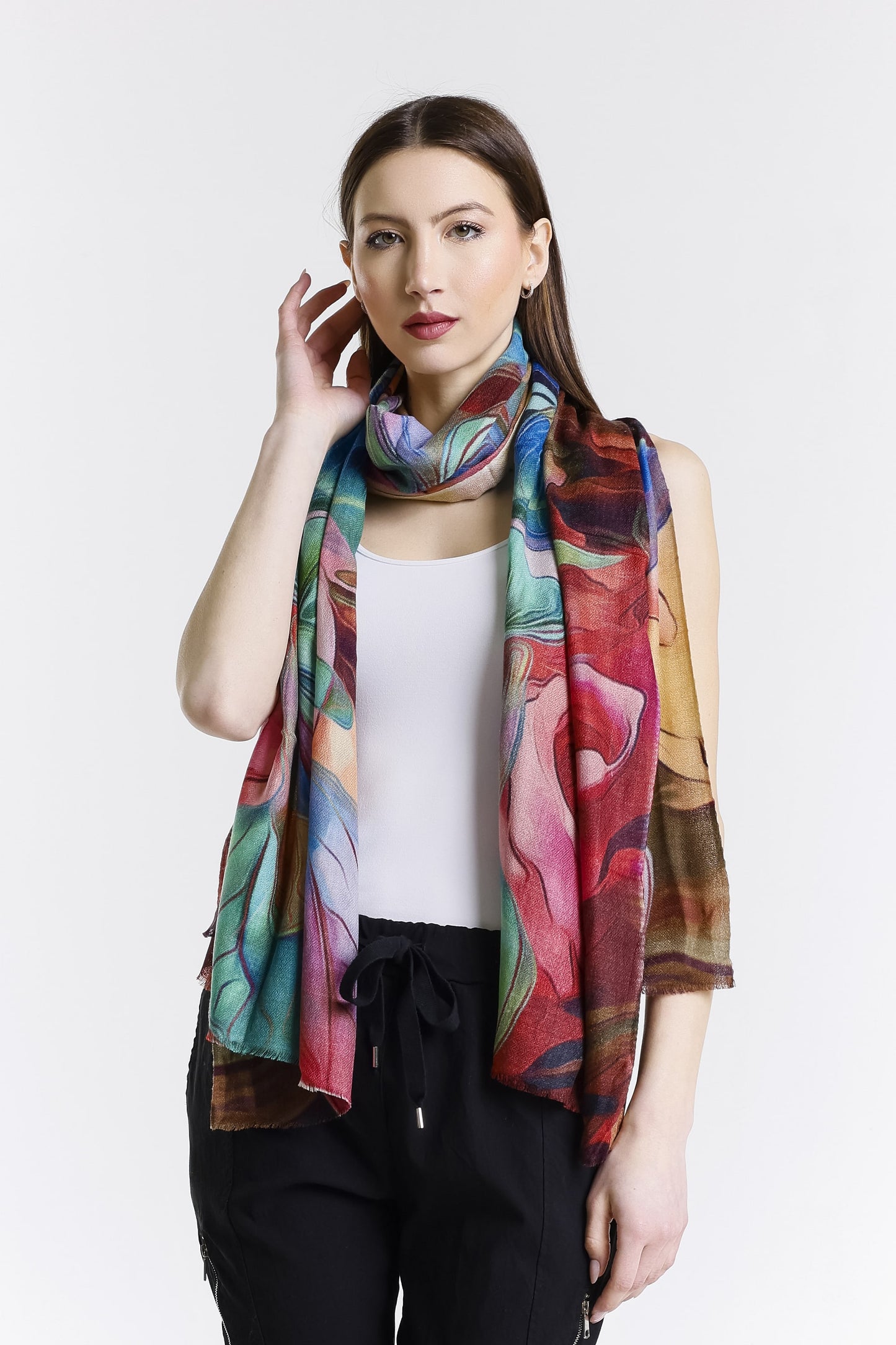 Valentina Hand Painted Premium Cashmere Wrap (W304P) print 14-4