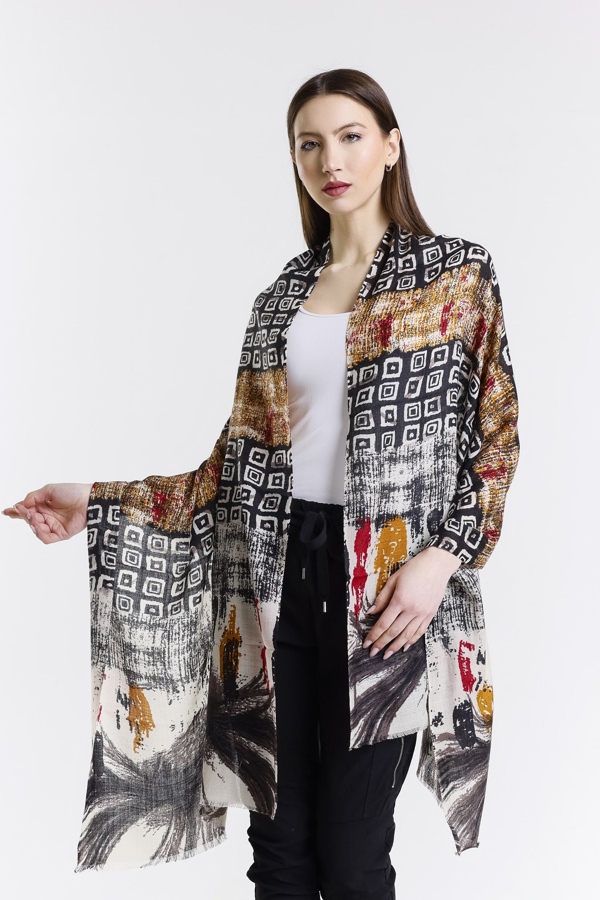Valentina Hand Painted Premium Cashmere Wrap (W304P) print 19-1