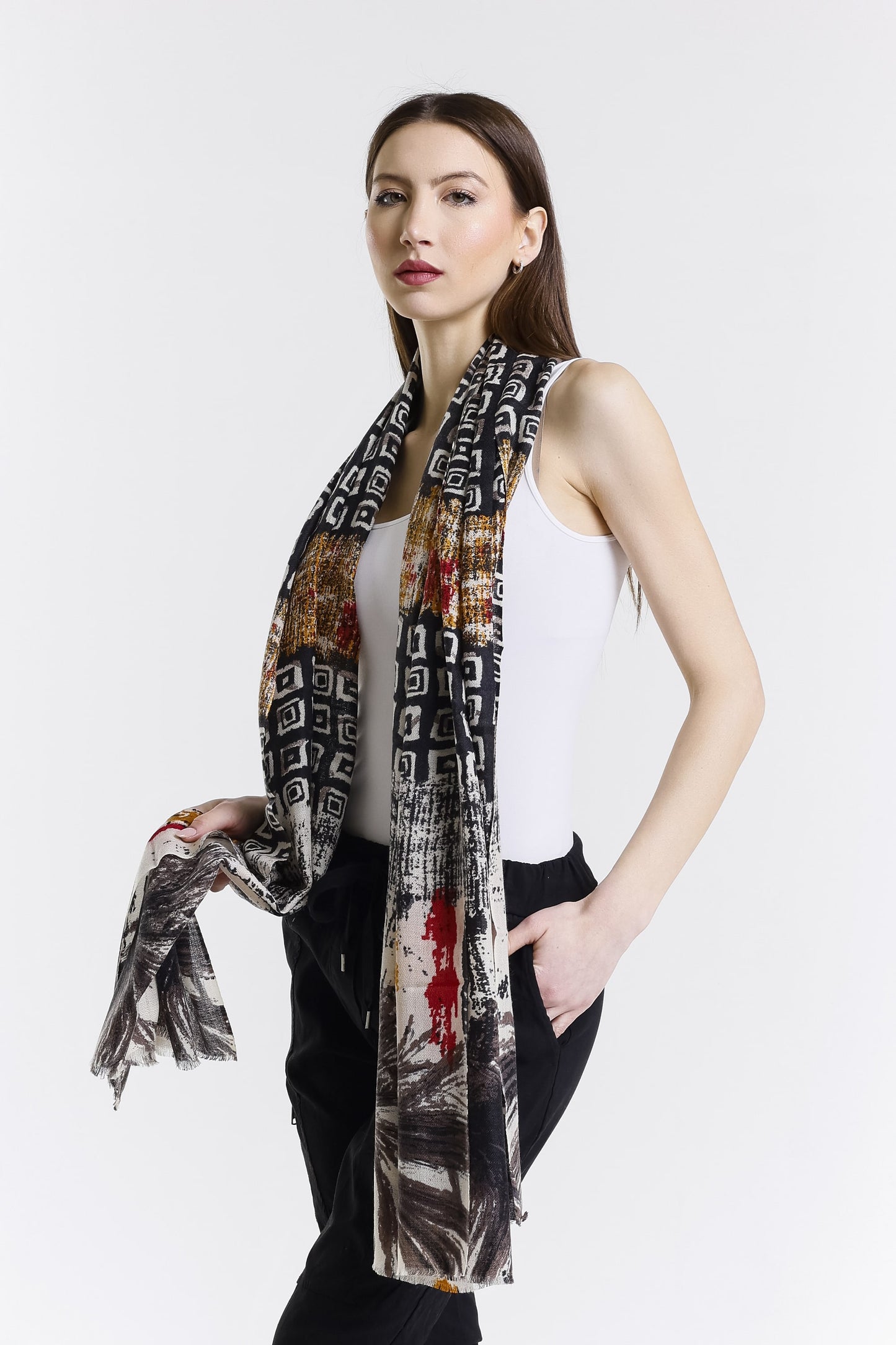 Valentina Hand Painted Premium Cashmere Wrap (W304P) print 19-3