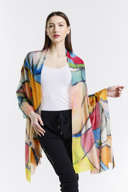 Valentina Hand Painted Premium Cashmere Wrap (W304P) print 21-1