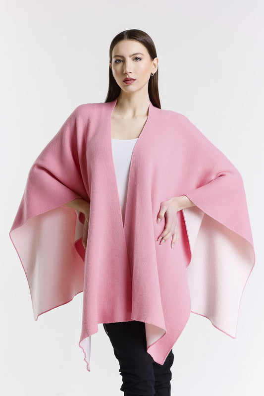 Kiersten Merino/Cashmere Reversible Wrap 659 Pink/Cream-1