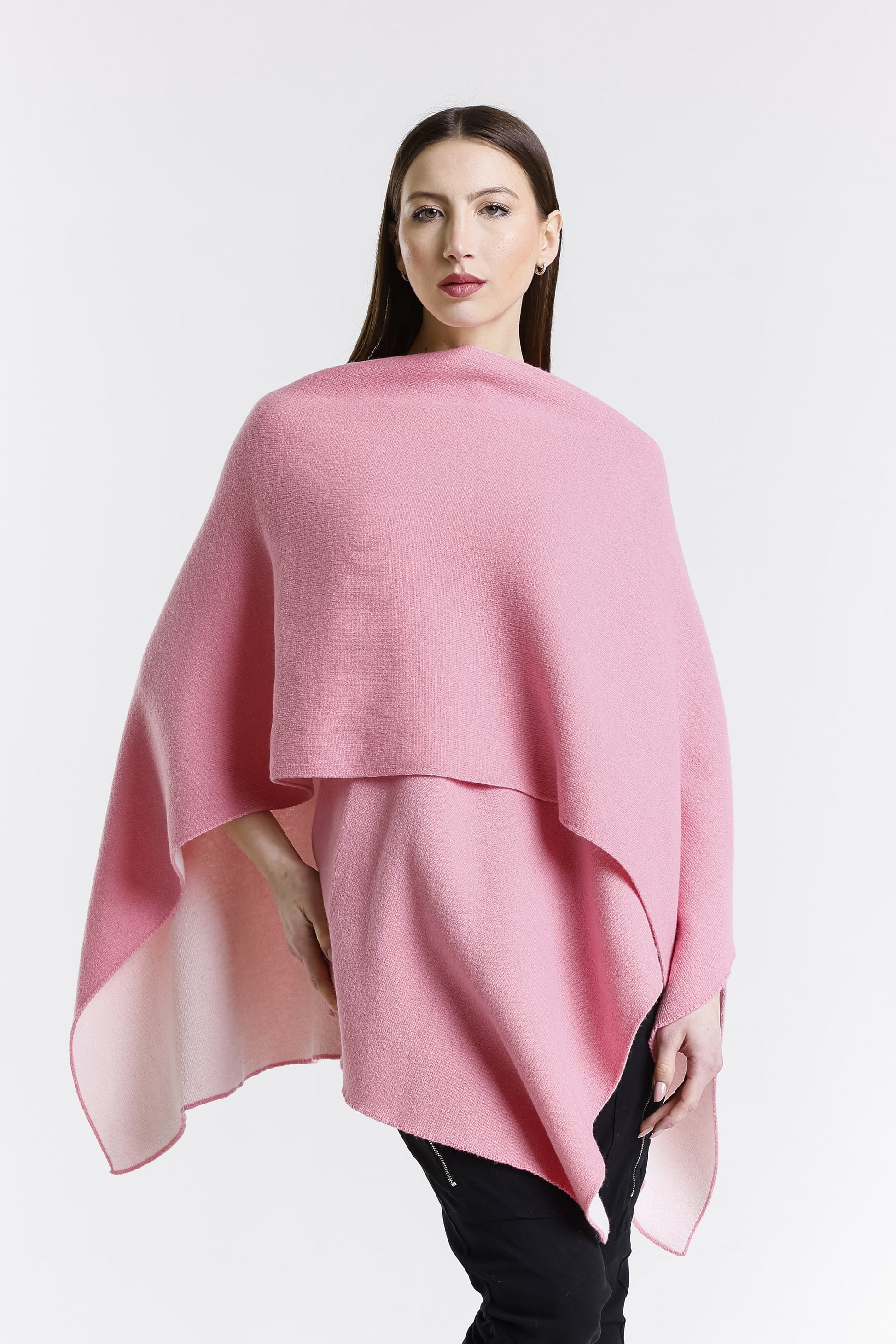 Kiersten Merino/Cashmere Reversible Wrap 659 Pink/Cream-3