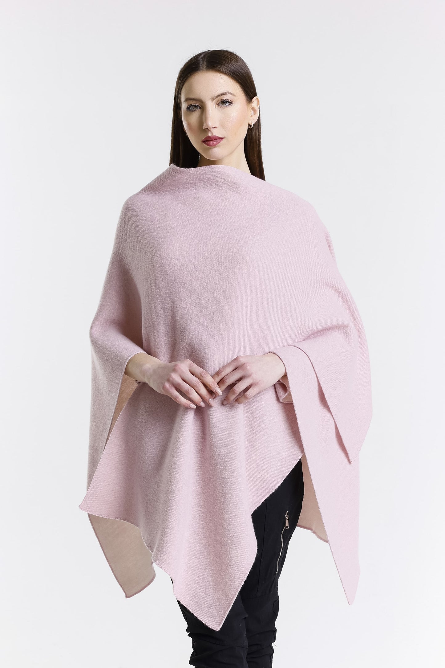 Kiersten Merino/Cashmere Reversible Wrap 952 Rose/Cream-3