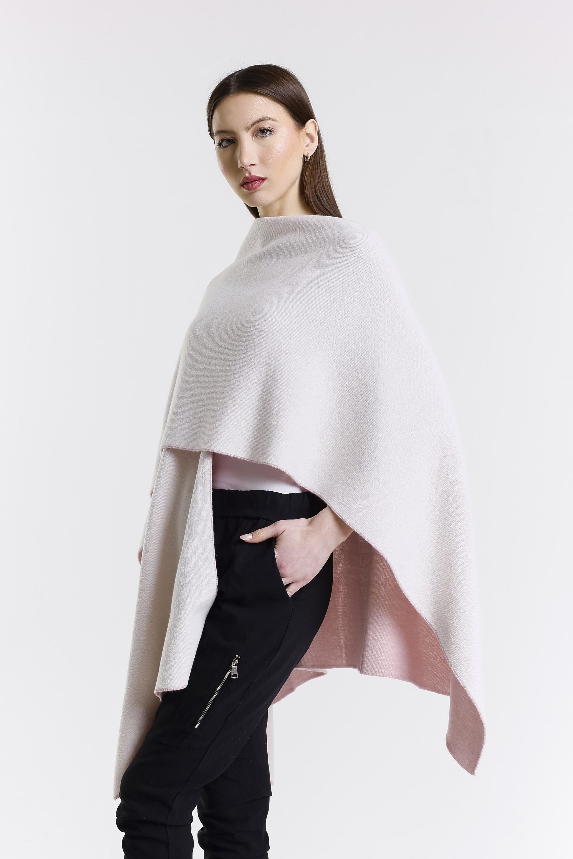 Kiersten Merino/Cashmere Reversible Wrap 952 Rose/Cream-6