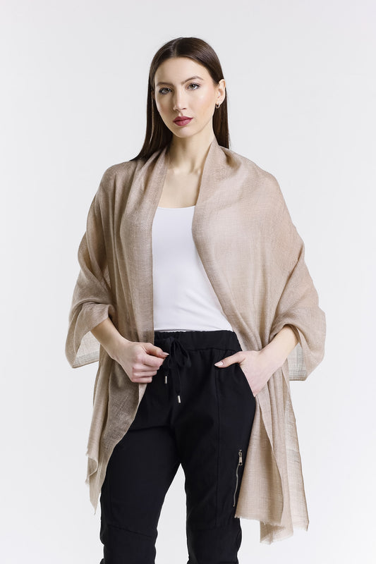 Giulietta Ultra Premium Baby Pashmina Cashmere Wrap 926 dark beige, front view