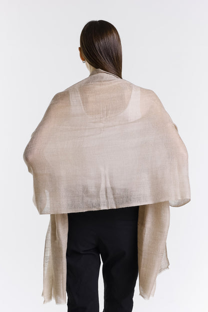 Giulietta Ultra Premium Baby Pashmina Cashmere Wrap 926 dark beige, back view