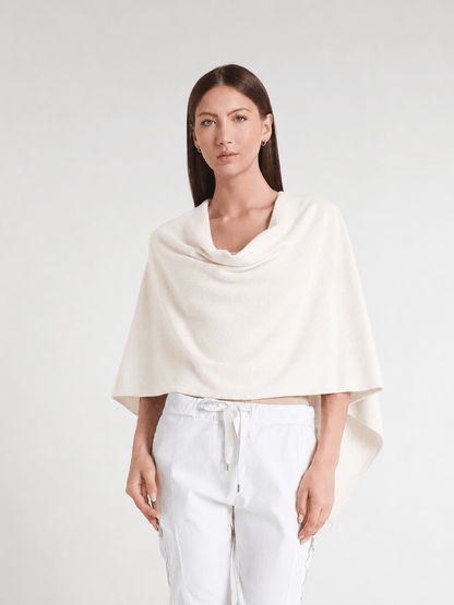 100% Italian Crafted Cashmere Ruana 101 Ivory-1