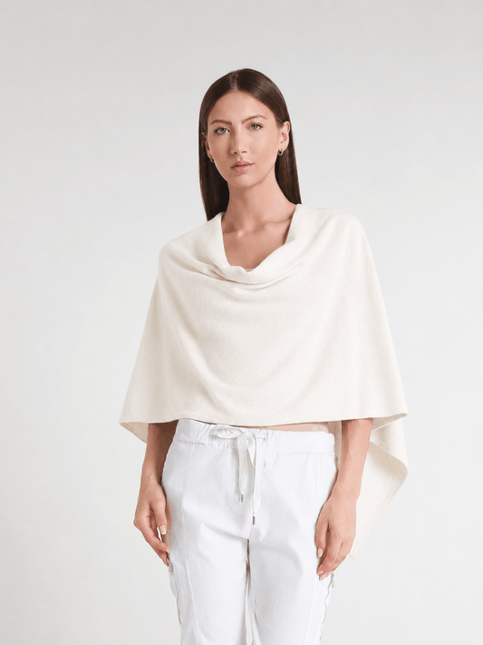 100% Italian Crafted Cashmere Ruana 101 Ivory-1