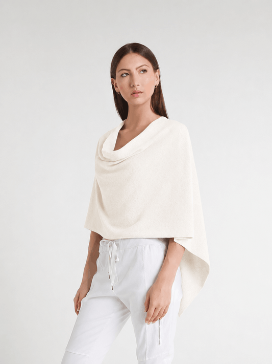 100% Italian Crafted Cashmere Ruana 101 Ivory-2