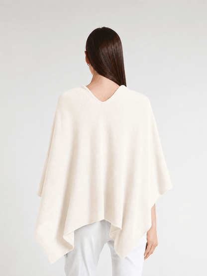 100% Italian Crafted Cashmere Ruana 101 Ivory-3