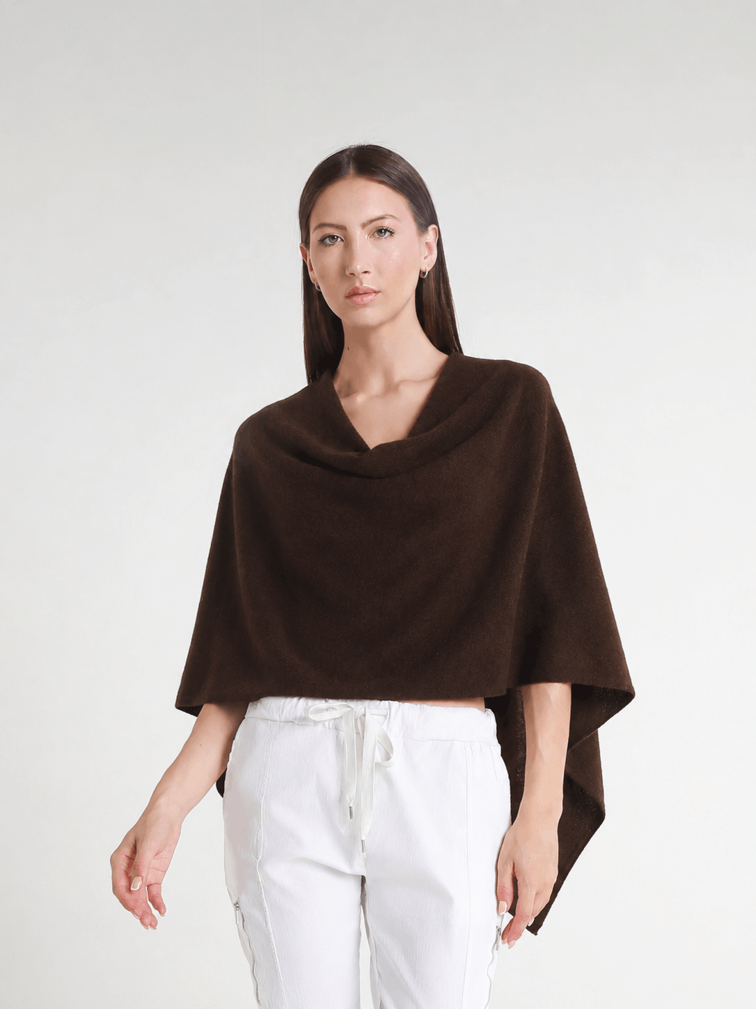 100% Italian Crafted Cashmere Ruana 203 Chocolate-1