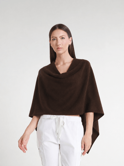 100% Italian Crafted Cashmere Ruana 203 Chocolate-1