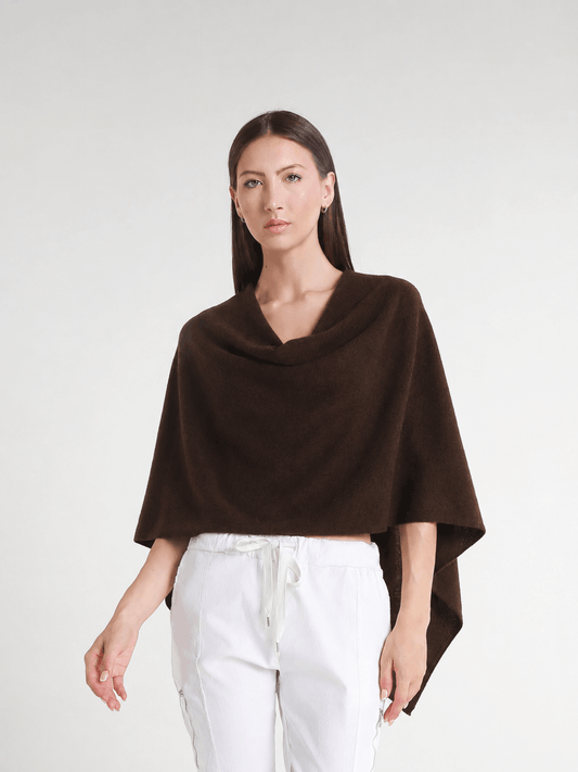 100% Italian Crafted Cashmere Ruana 203 Chocolate-1