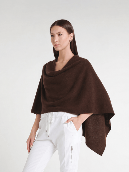100% Italian Crafted Cashmere Ruana 203 Chocolate-2