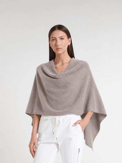 100% Italian Crafted Cashmere Ruana 210 Taupe-1