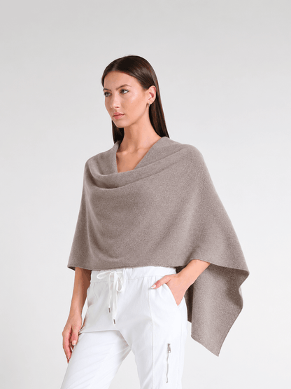 100% Italian Crafted Cashmere Ruana 210 Taupe-2
