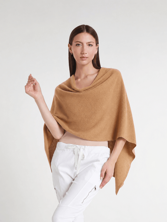 100% Italian Crafted Cashmere Ruana 258 Camel-1