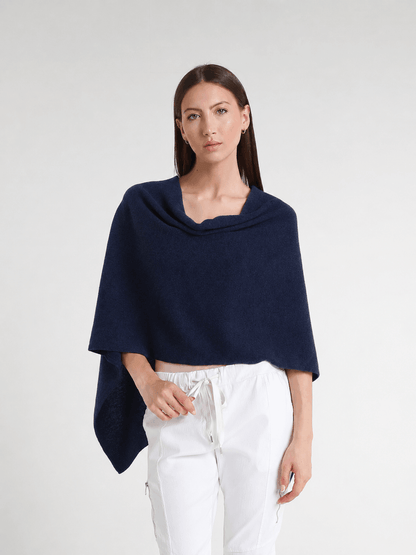 100% Italian Crafted Cashmere Ruana 409 Navy-1