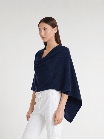 100% Italian Crafted Cashmere Ruana 409 Navy-2