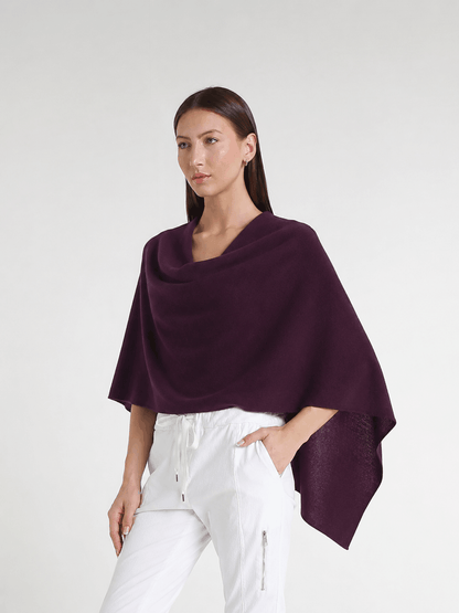 100% Italian Crafted Cashmere Ruana 503 Eggplant-2