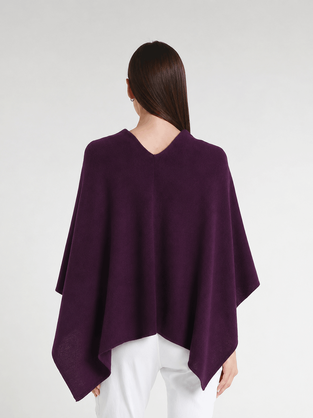 100% Italian Crafted Cashmere Ruana 503 Eggplant-3