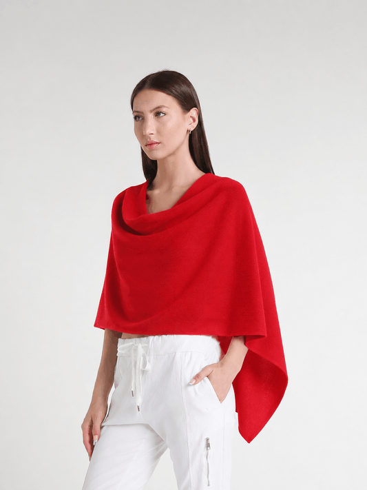100% Italian Crafted Cashmere Ruana 600 Red-2
