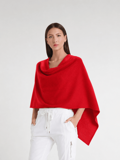 100% Italian Crafted Cashmere Ruana 600 Red-1