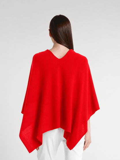 100% Italian Crafted Cashmere Ruana 600 Red-3