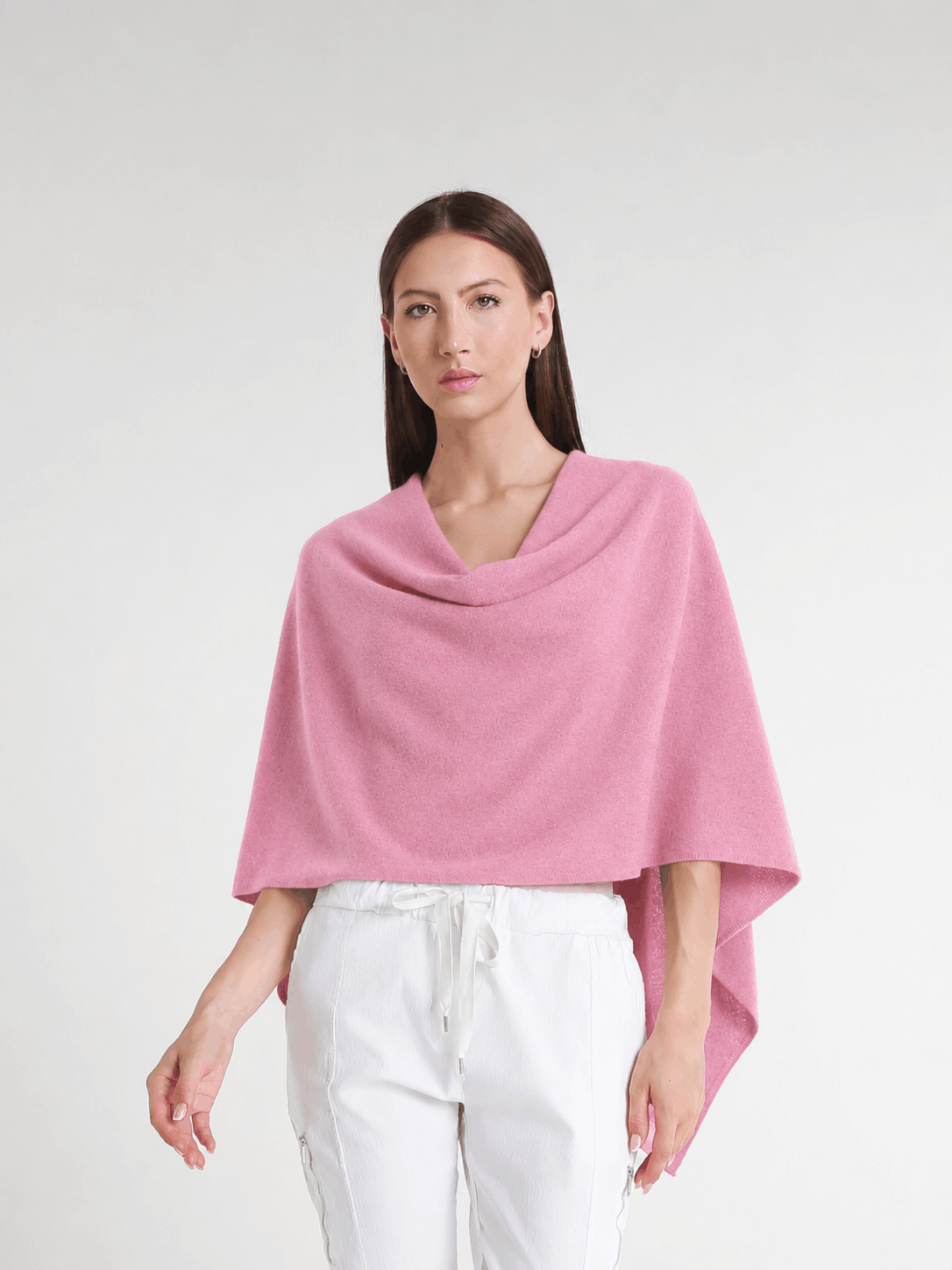 100% Italian Crafted Cashmere Ruana 650 Pink-1