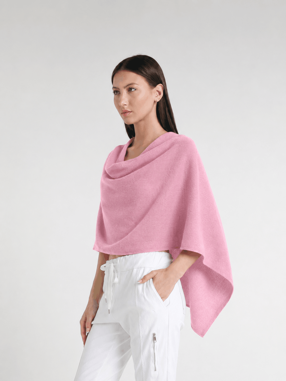 100% Italian Crafted Cashmere Ruana 650 Pink-2