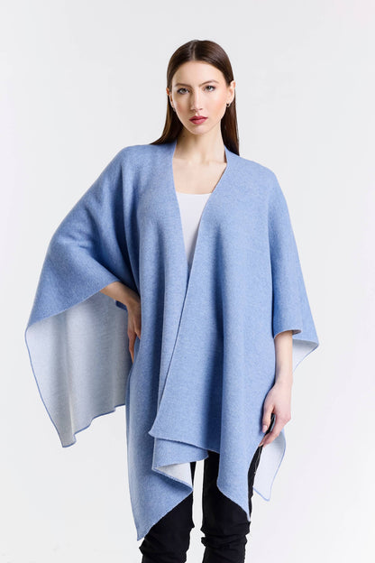 Kiersten Merino/Cashmere Reversible Wrap 469 Cornflower/Cream