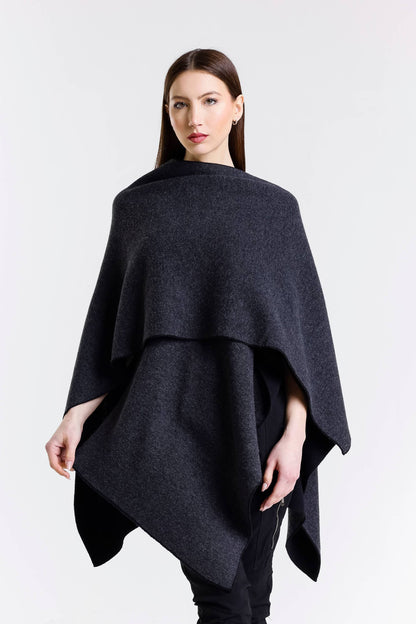 Kiersten Merino/Cashmere Reversible Wrap 062 Black/Coal