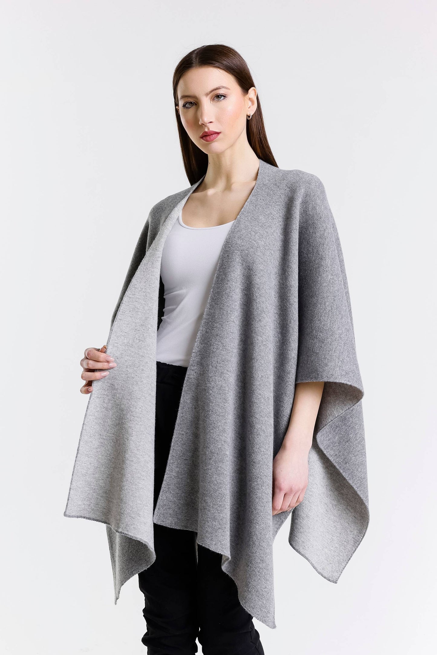 Kiersten Merino/Cashmere Reversible Wrap 095 Dark Grey/Medium Grey
