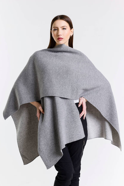 Kiersten Merino/Cashmere Reversible Wrap 095 Dark Grey/Medium Grey