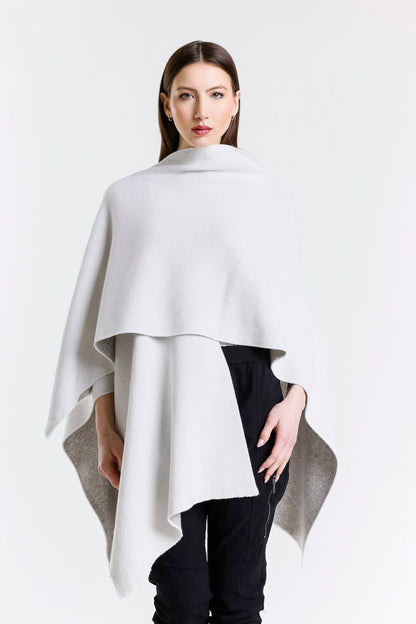 Kiersten Merino/Cashmere Reversible Wrap 125 Cream/Gray-3