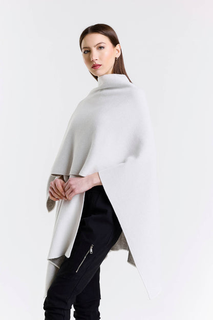 Kiersten Merino/Cashmere Reversible Wrap 125 Cream/Gray-5