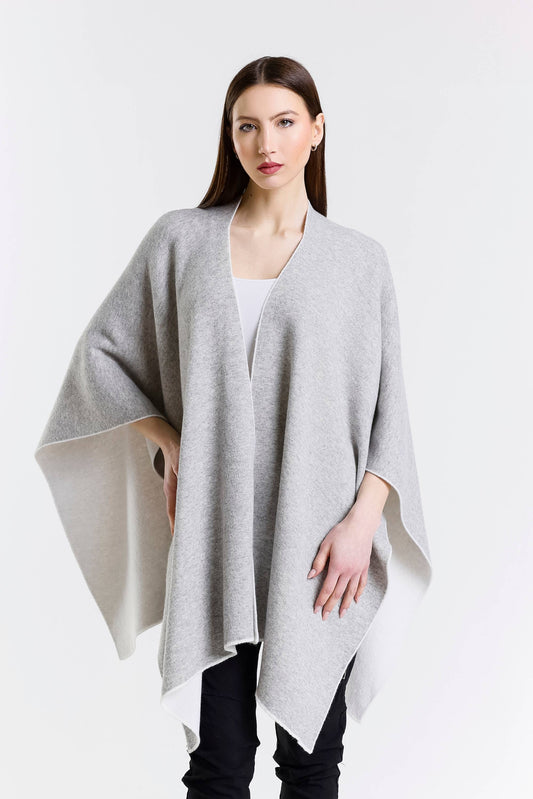 Kiersten Merino/Cashmere Reversible Wrap 125 Cream/Gray-2