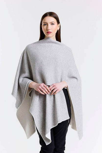 Kiersten Merino/Cashmere Reversible Wrap 125 Cream/Gray-4