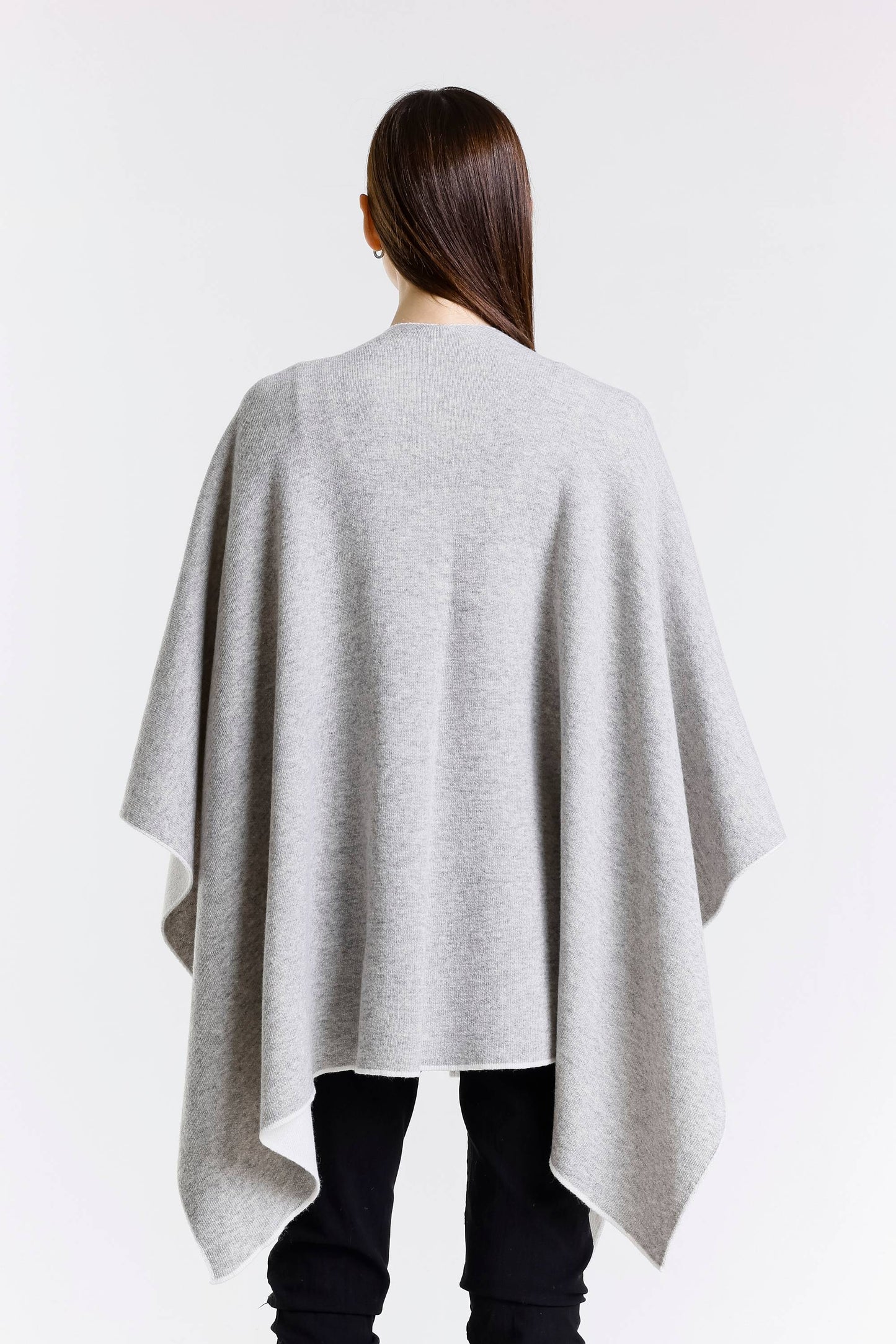 Kiersten Merino/Cashmere Reversible Wrap 125 Cream/Gray-8