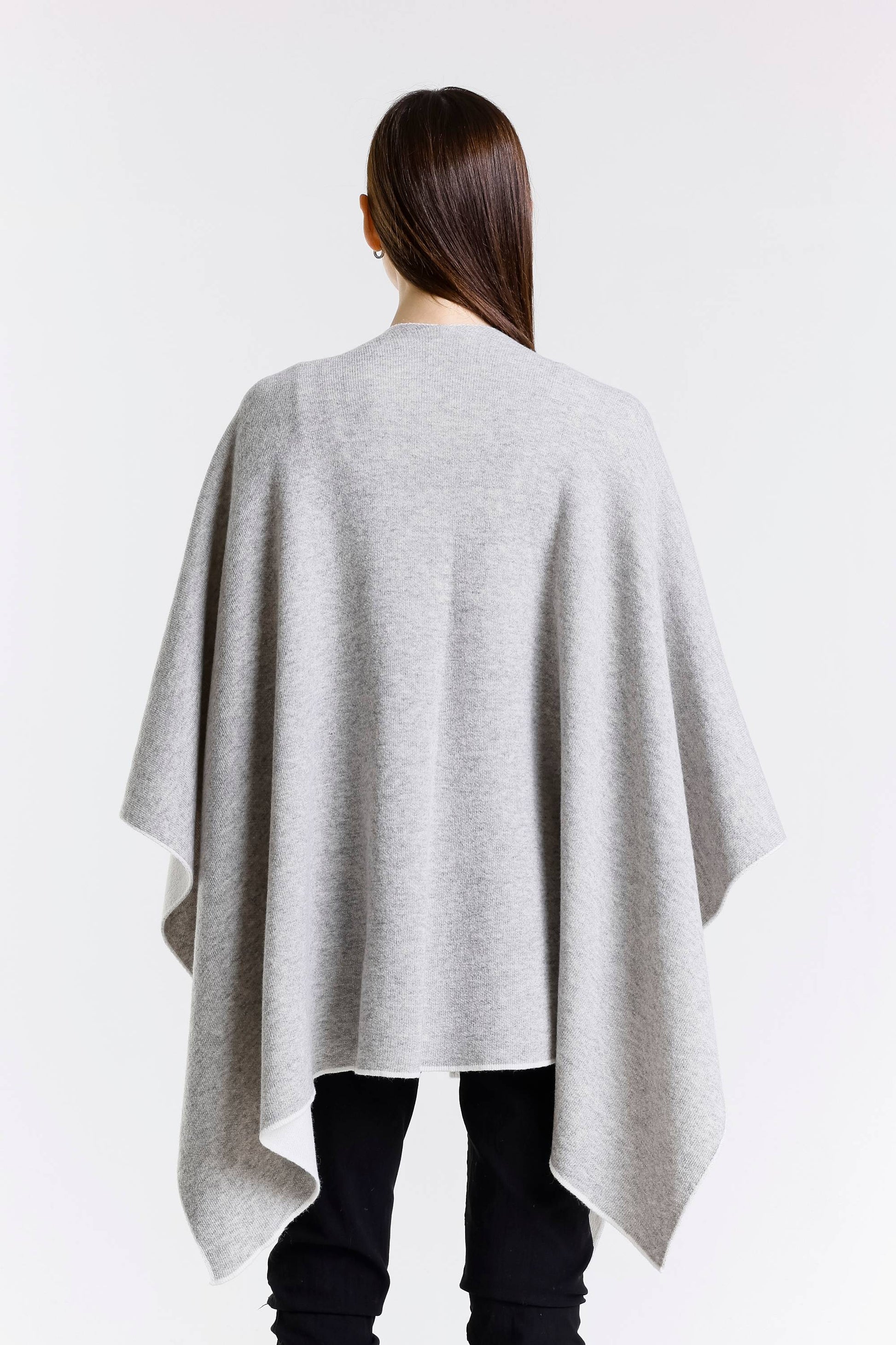 Kiersten Merino/Cashmere Reversible Wrap 125 Cream/Gray-8