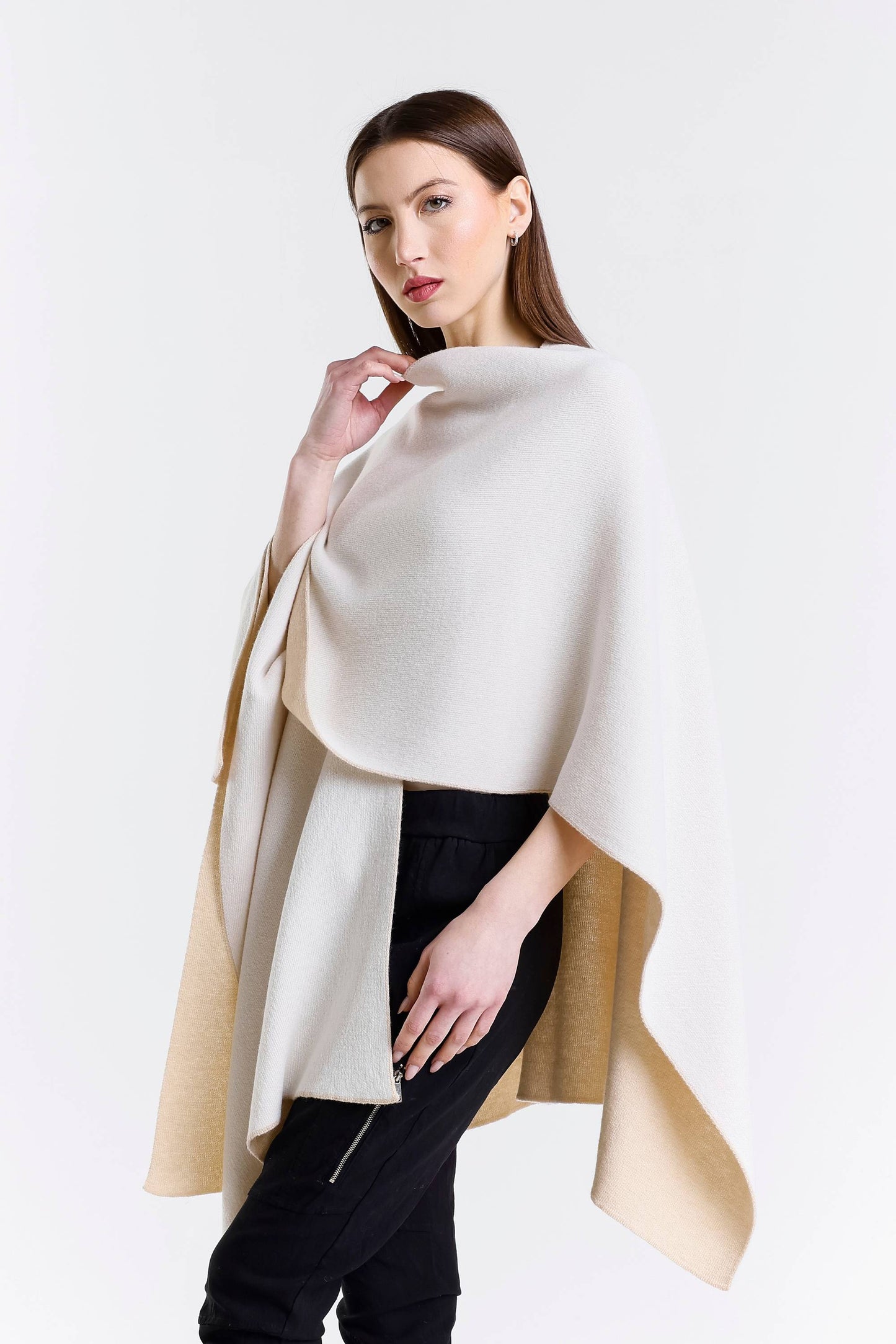 Kiersten Merino/Cashmere Reversible Wrap 291 Beige/Cream