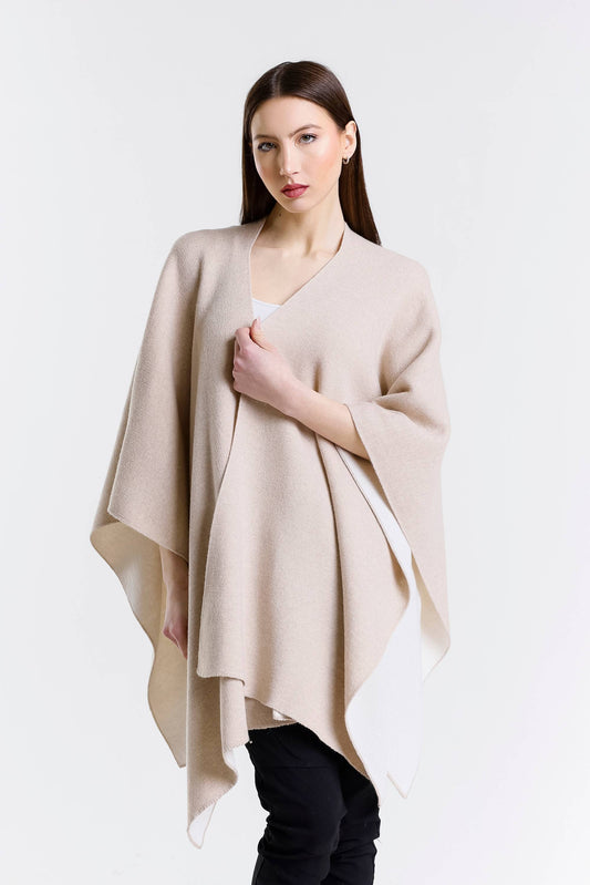 Kiersten Merino/Cashmere Reversible Wrap 298 Taupe/Cream-1