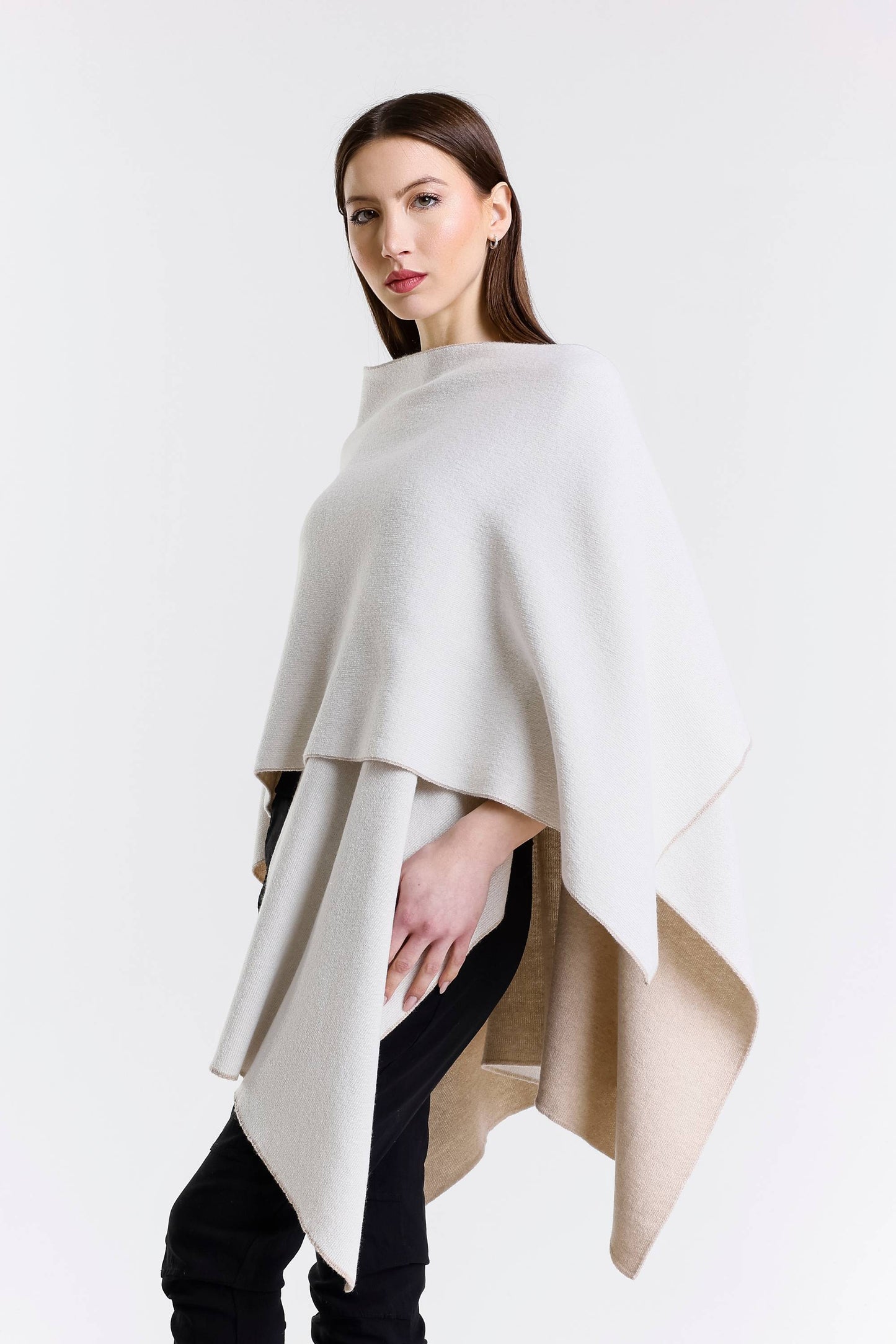 Kiersten Merino/Cashmere Reversible Wrap 298 Taupe/Cream-6