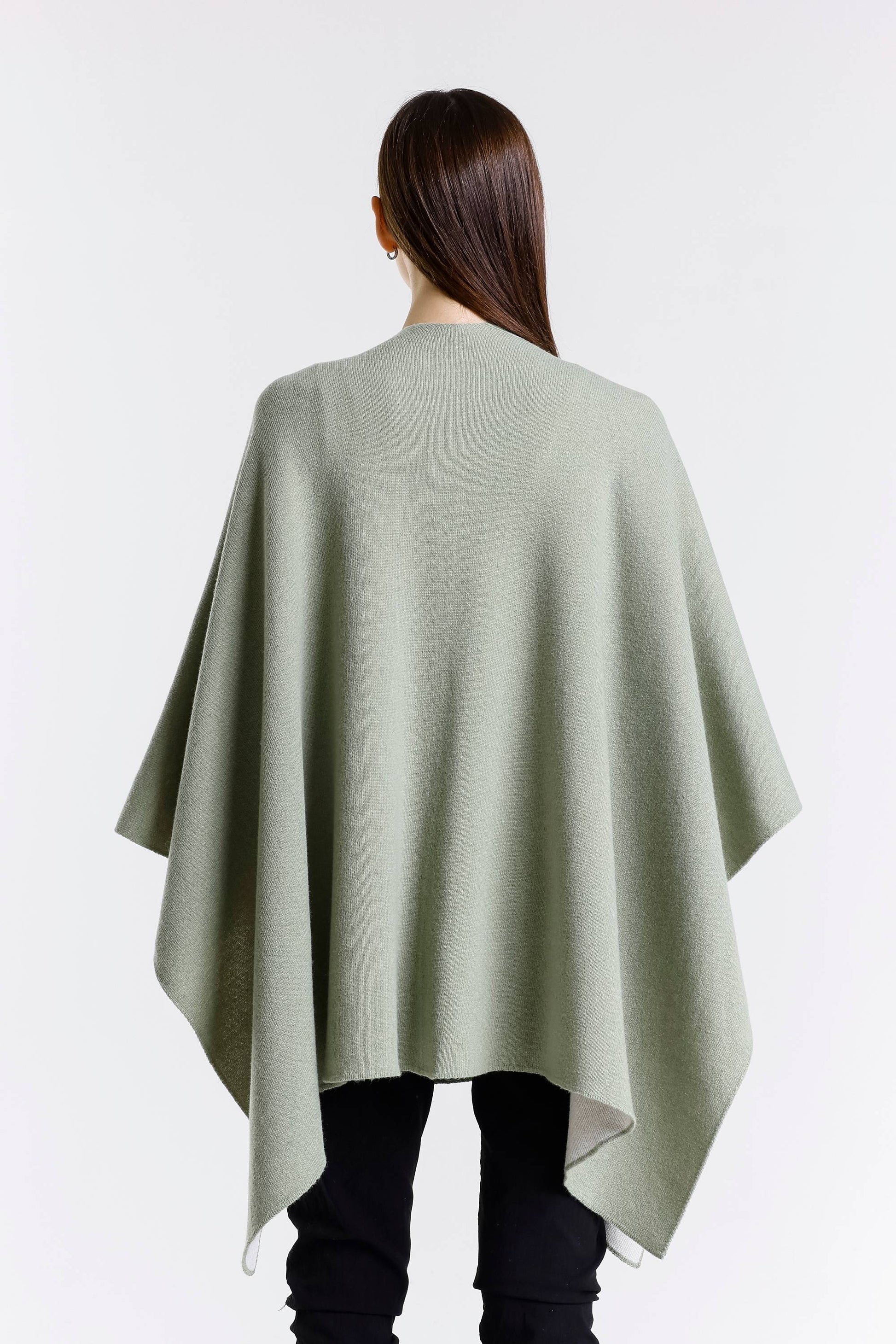 Kiersten Merino/Cashmere Reversible Wrap 339 Sage/Cream-7