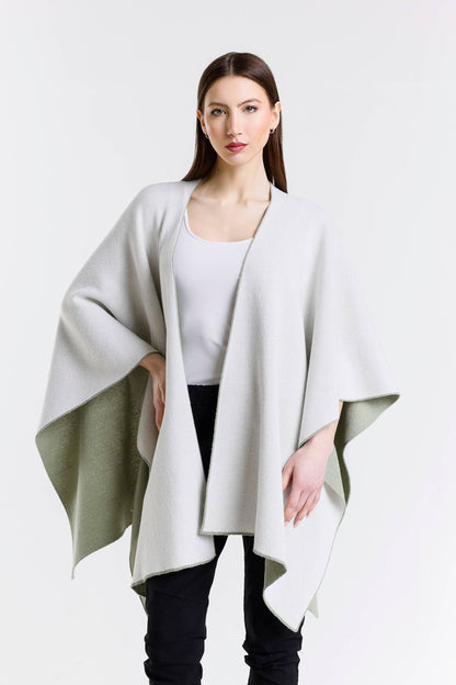 Kiersten Merino/Cashmere Reversible Wrap 339 Sage/Cream-2