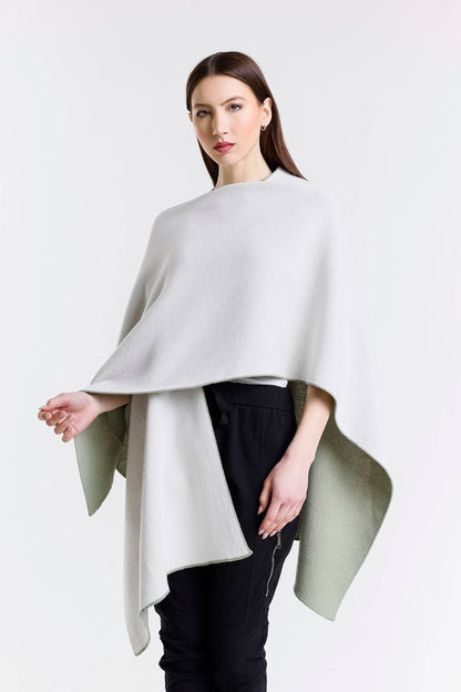 Kiersten Merino/Cashmere Reversible Wrap 339 Sage/Cream-4
