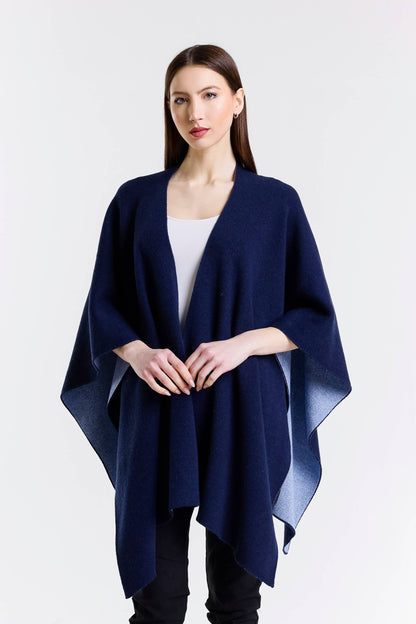 Kiersten Merino/Cashmere Reversible Wrap 419 Navy/Cornflower-1