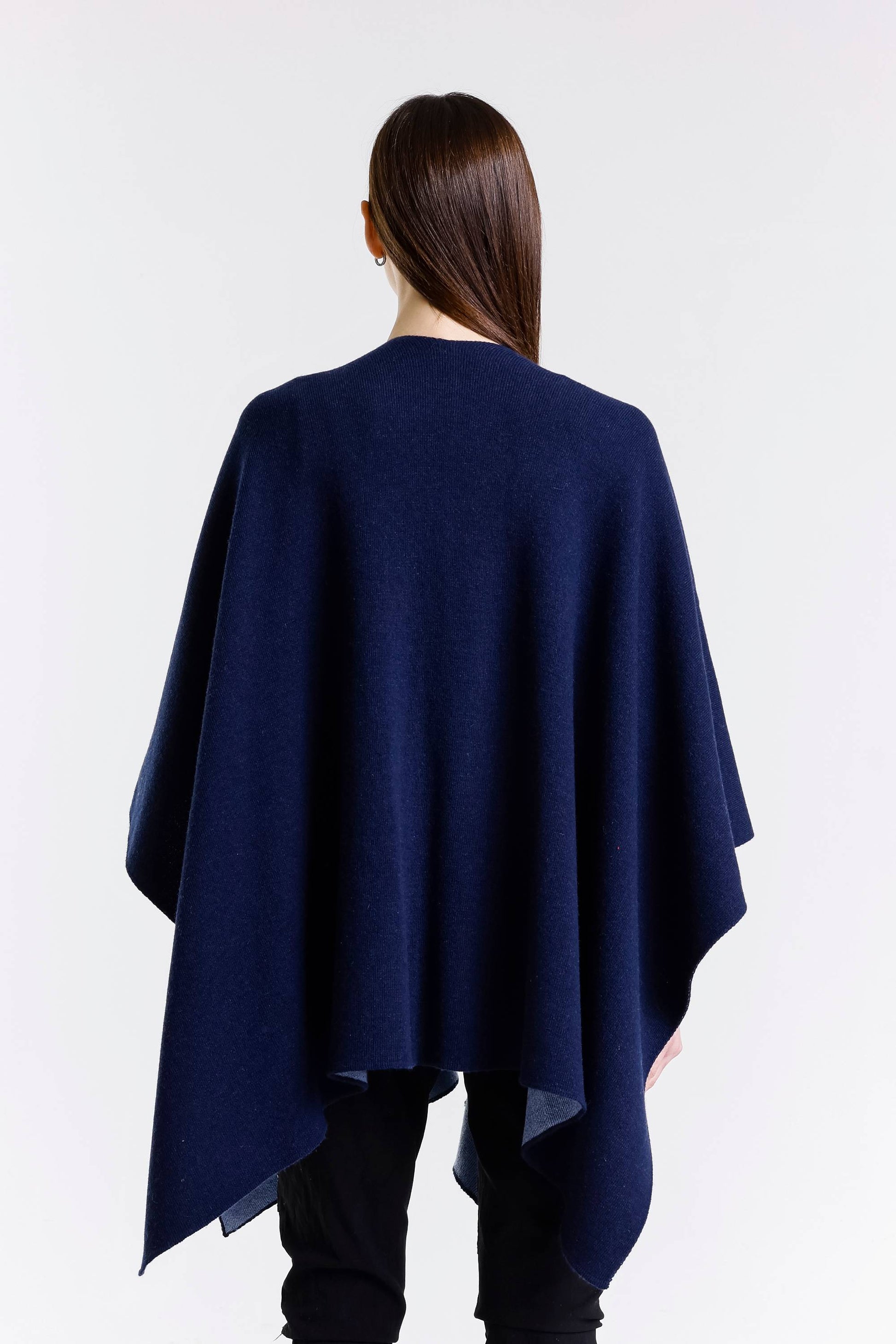 Kiersten Merino/Cashmere Reversible Wrap 419 Navy/Cornflower-8